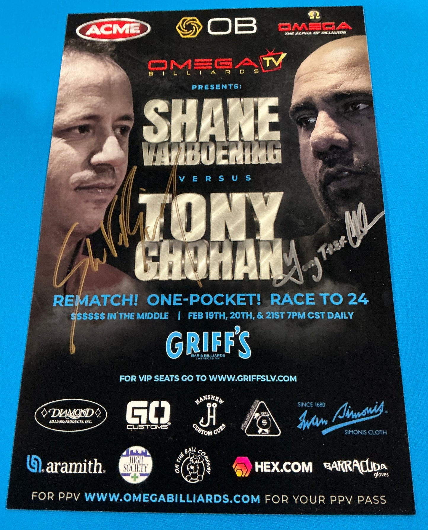 Shane Van Boening vs. Tony Chohan - Signed Poster